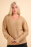 Oversized Chunky V-Neck Casual Knit Sweater Top